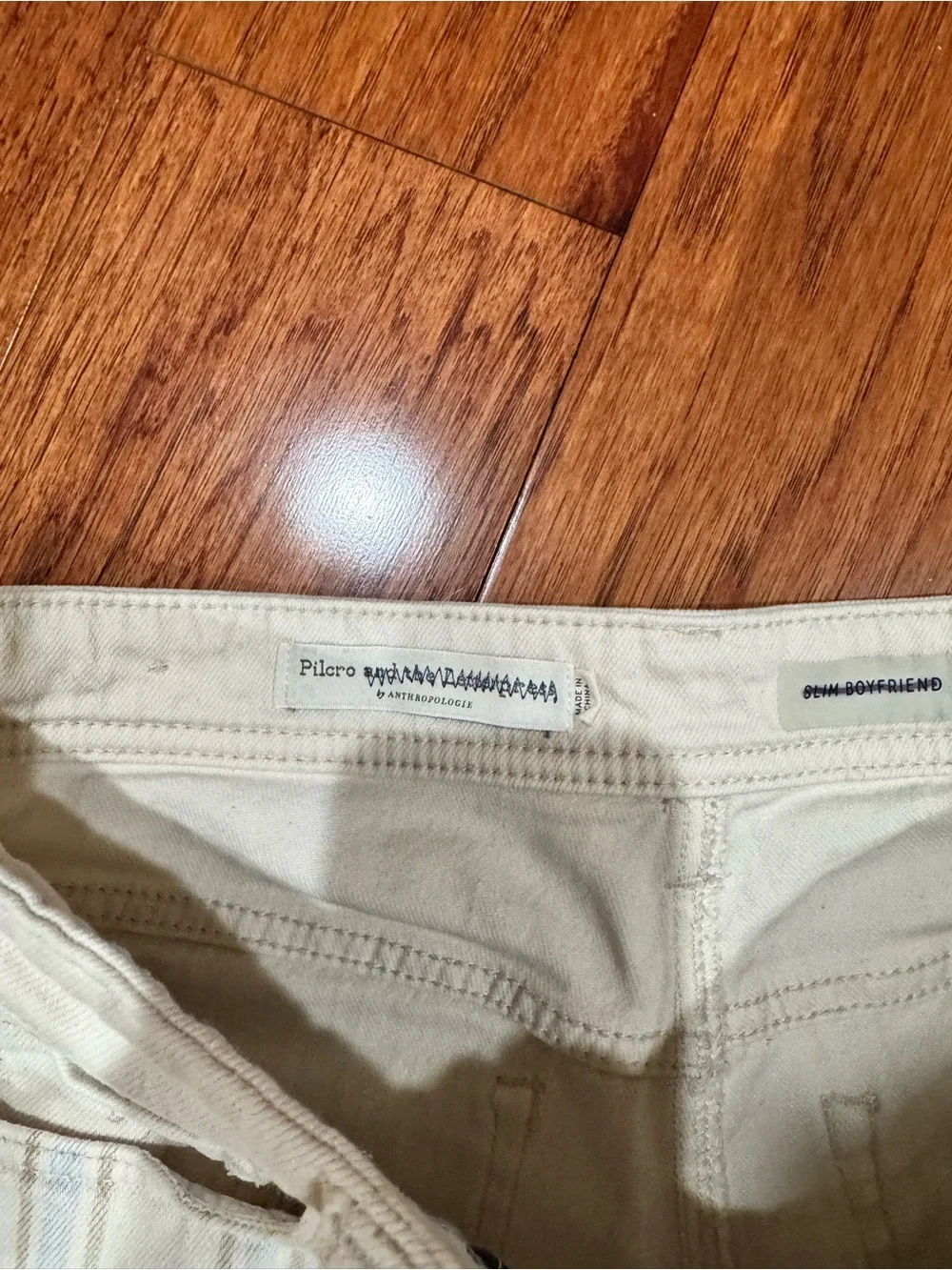 Pilcro & the Letterpress Anthropologie Stripe High Rise Slim Boyfriend Short 26